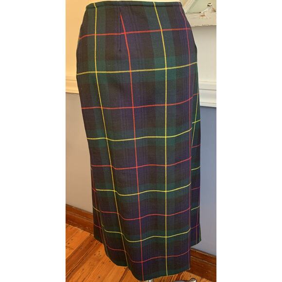 10 Archie Brown & Son Women's Lined Green Blue Plaid Kilt Skirt Wool Great Brita - Picture 3 of 5